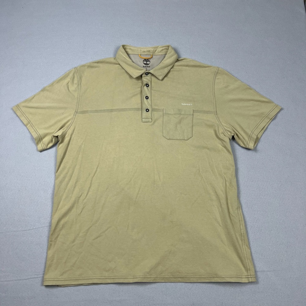 Timberland Men's XL Trail Point Tan Short Sleeve Pocket Stretch Polo Shirt